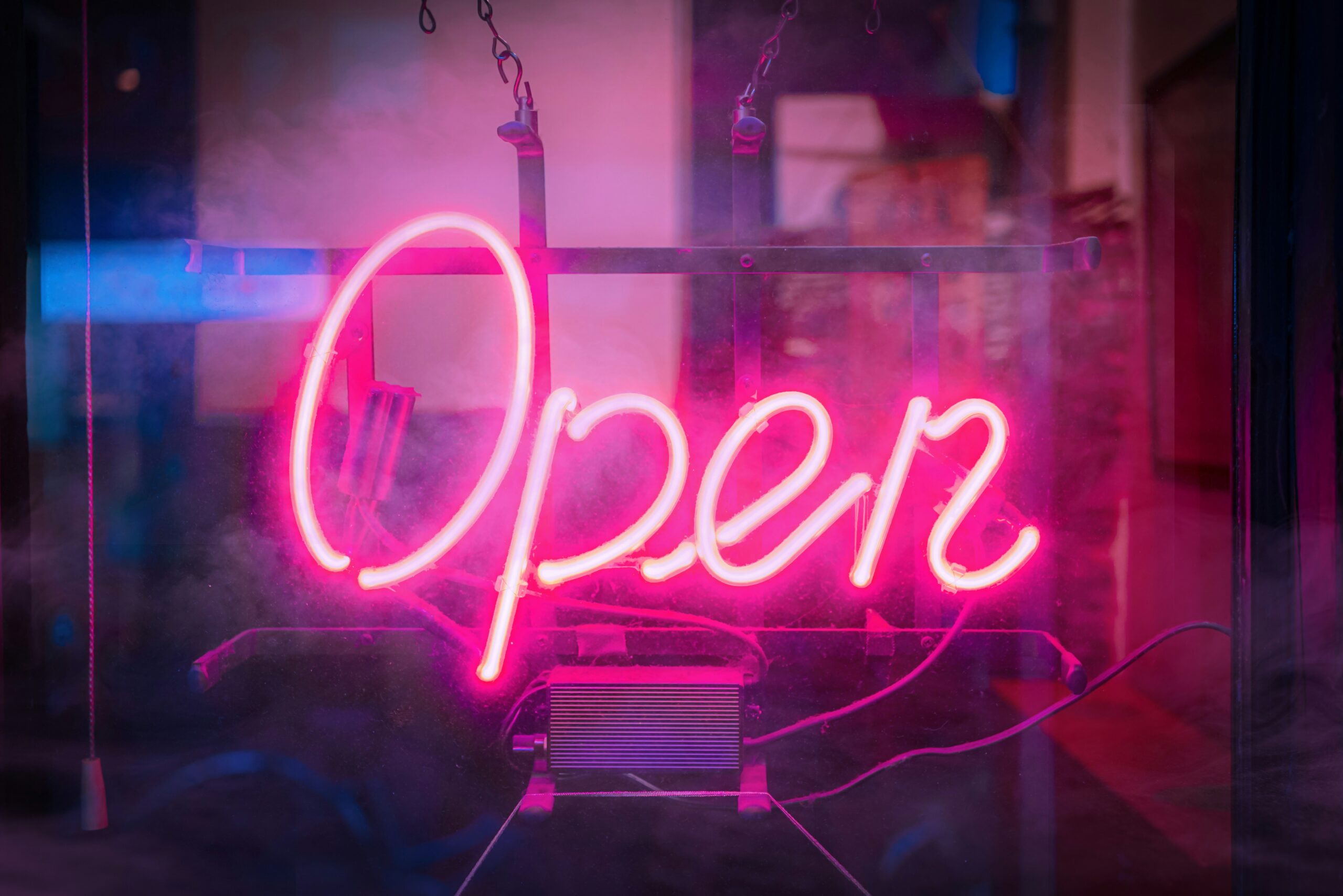 custom LED neon sign on an indoor wall